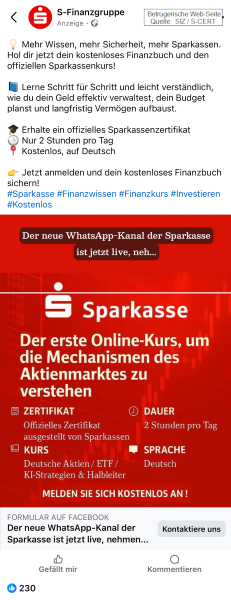 Beispielbild: Abbildung einer gefälschten Werbeanzeige.